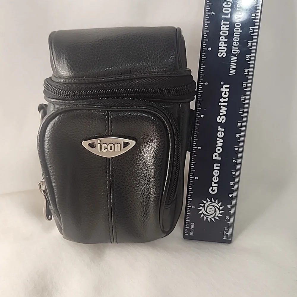 Icon Black Camara Case W/ Strap 7 In Tall And 4 In Wide.  4 Inches Interior Size